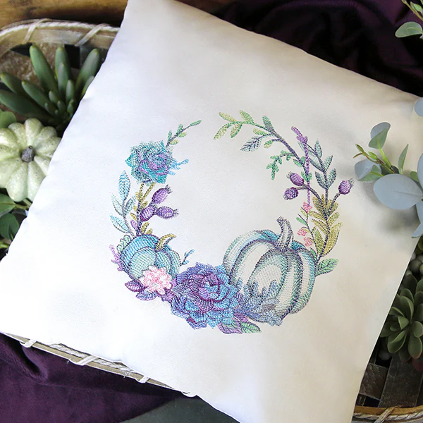 Pumpkin and Succulent Wreath in Watercolor - Image 11