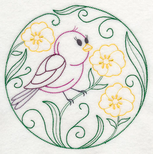 Purple Finch and Buttercups (Vintage) - Image 2