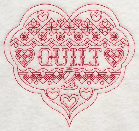 Quilt Heart (Redwork) - Image 3