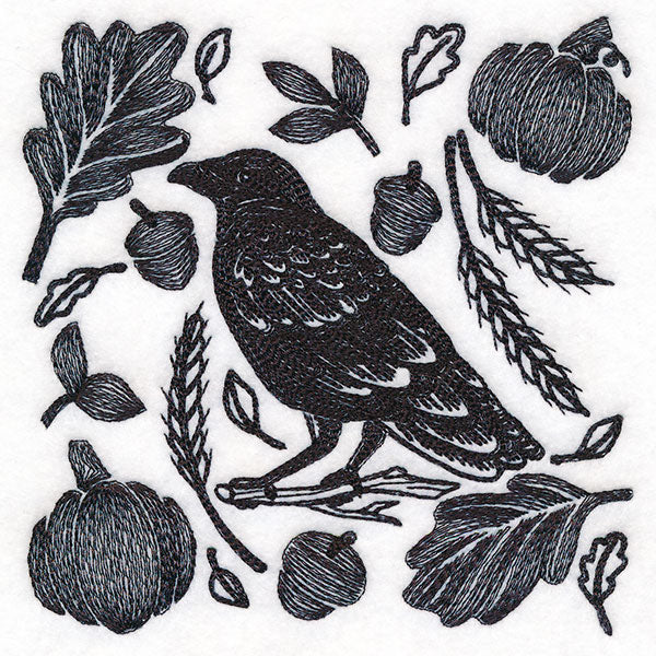 Raven in Fall Flourishes Square - Image 7