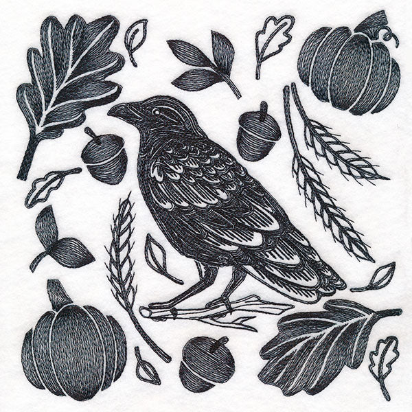 Raven in Fall Flourishes Square - Image 9