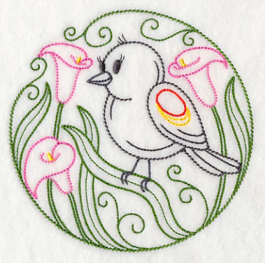 Red-winged Blackbird and Calla Lilies (Vintage) - Image 4