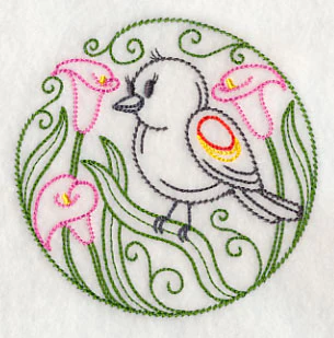Red-winged Blackbird and Calla Lilies (Vintage) - Image 5