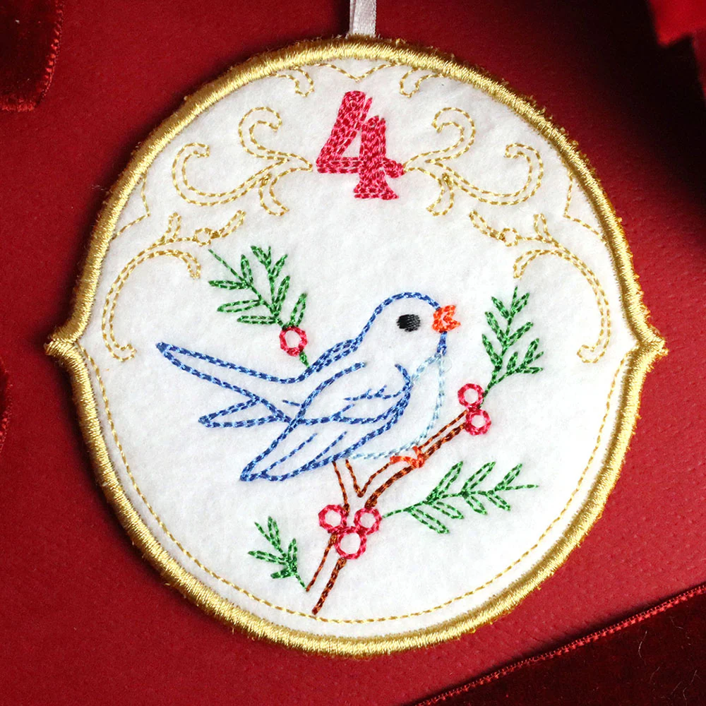 Regal 12 Days of Christmas - Four Calling Birds Ornament (In-the-Hoop) - Image 3