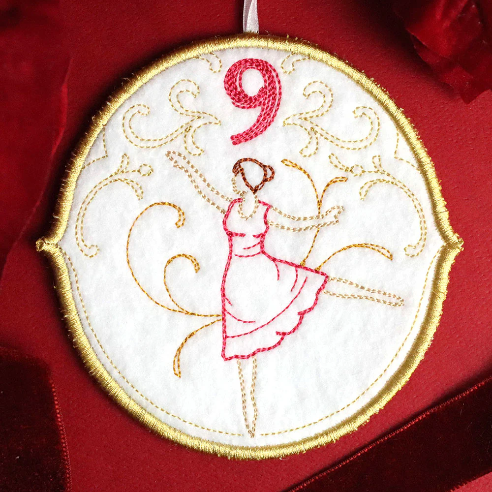 Regal 12 Days of Christmas - Nine Ladies Dancing Ornament (In-the-Hoop) - Image 4