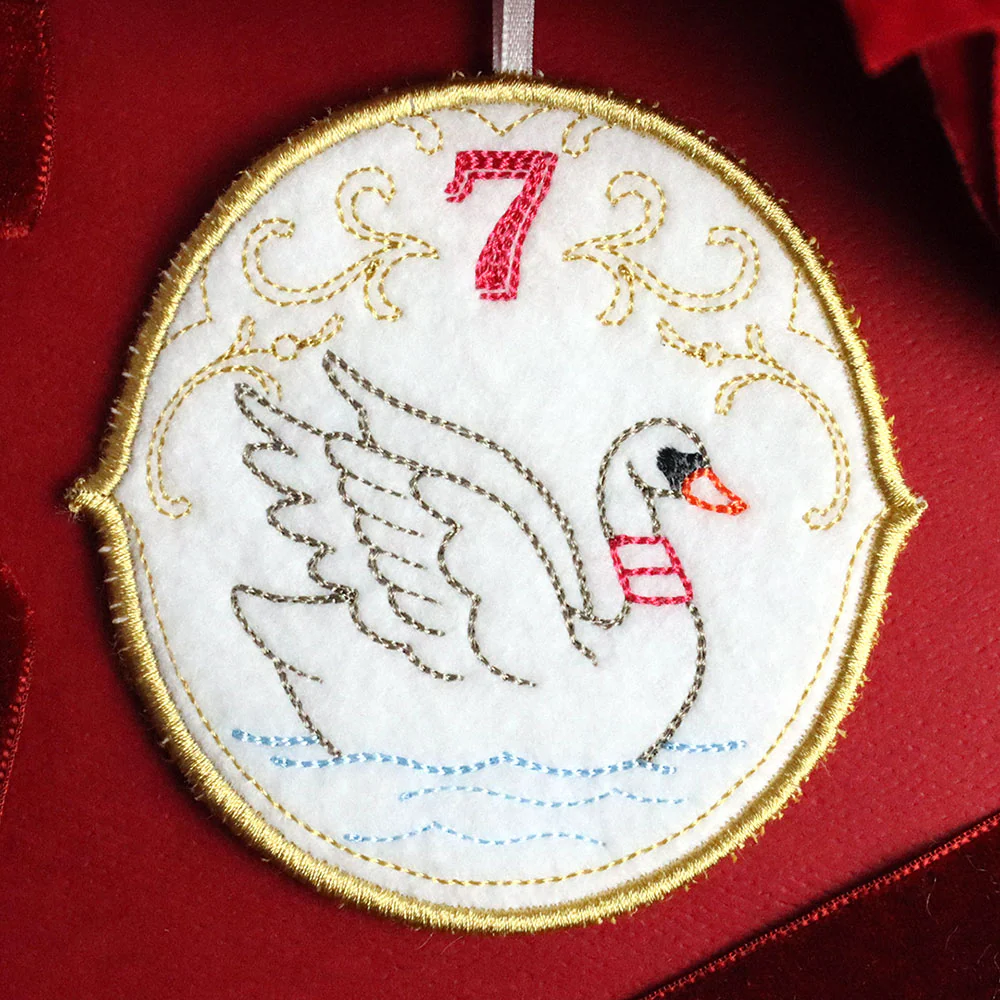 Regal 12 Days of Christmas - Seven Swans-A-Swimming Ornament (In-the-Hoop) - Image 3
