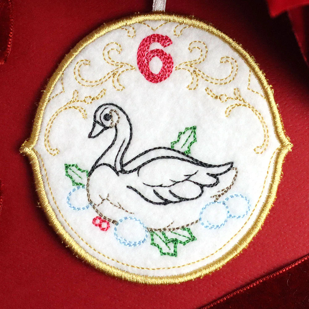 Regal 12 Days of Christmas - Six Geese-A-Laying Ornament (In-the-Hoop) - Image 3