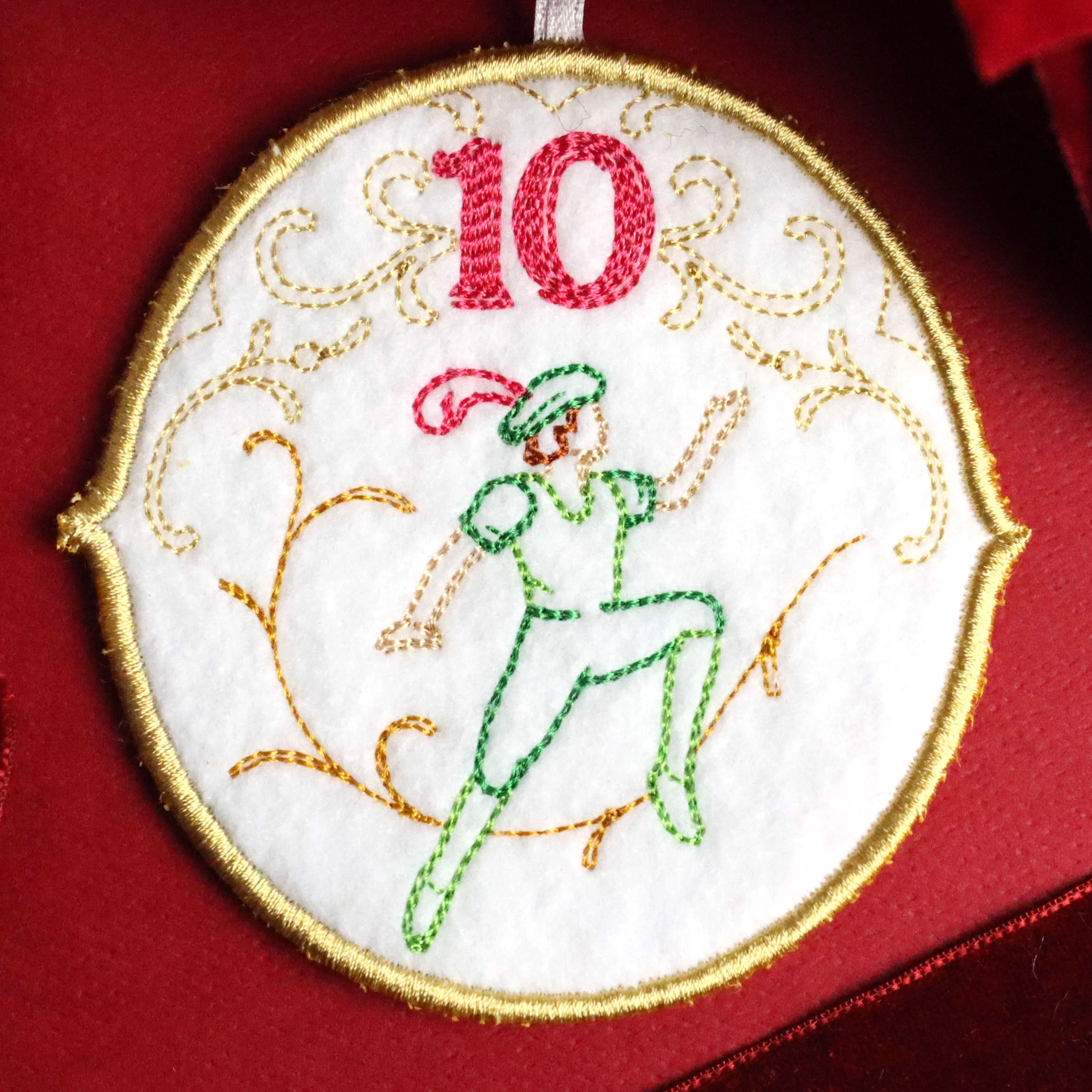 Regal 12 Days of Christmas - Ten Lords-A-Leaping Ornament (In-the-Hoop) - Image 3