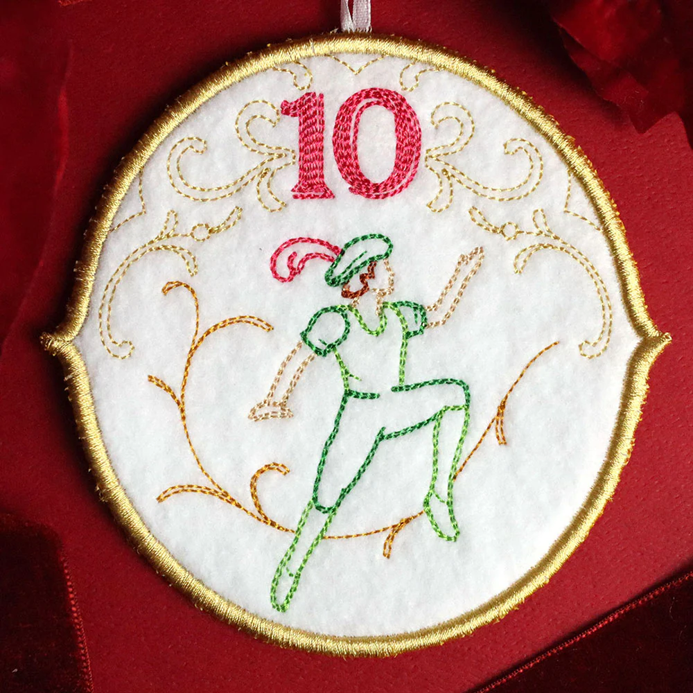 Regal 12 Days of Christmas - Ten Lords-A-Leaping Ornament (In-the-Hoop) - Image 4