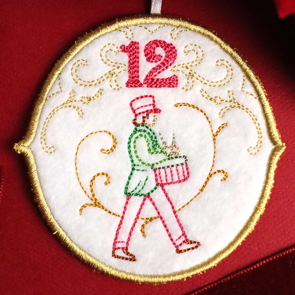 Regal 12 Days of Christmas - Twelve Drummers Drumming Ornament (In-the-Hoop) - Image 3