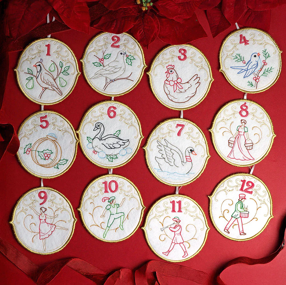 Regal 12 Days of Christmas - Two Turtle Doves Ornament (In-the-Hoop) - Image 2