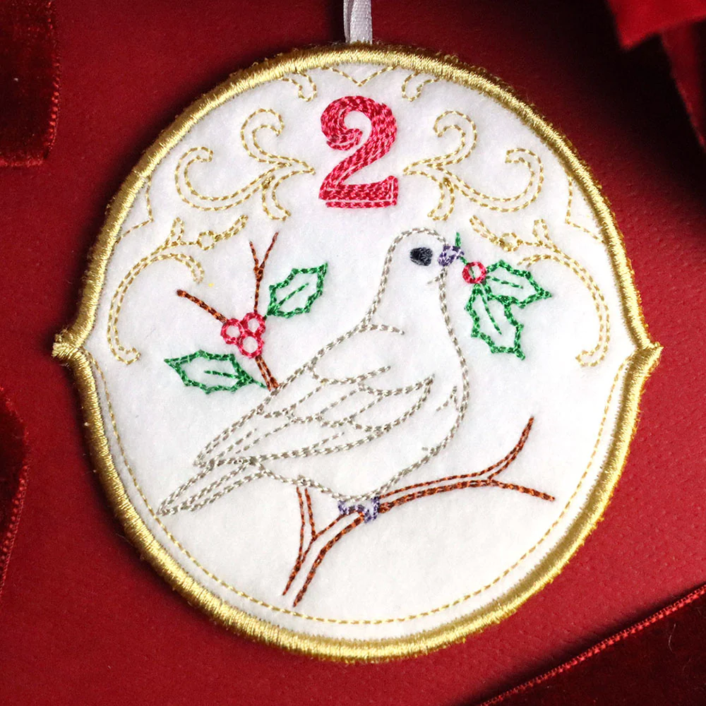 Regal 12 Days of Christmas - Two Turtle Doves Ornament (In-the-Hoop) - Image 3