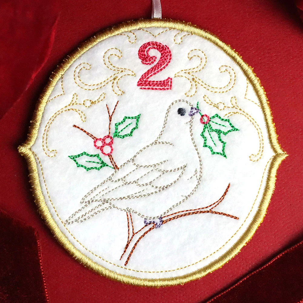 Regal 12 Days of Christmas - Two Turtle Doves Ornament (In-the-Hoop) - Image 4