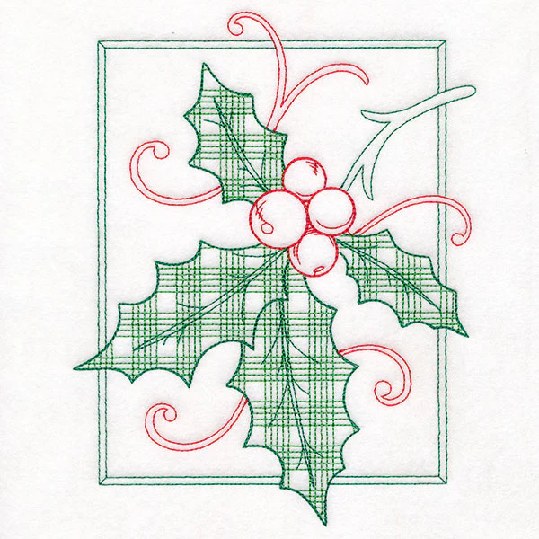 Retro Gingham Christmas Holly - Image 3