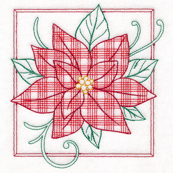 Retro Gingham Christmas Poinsettia - Image 4