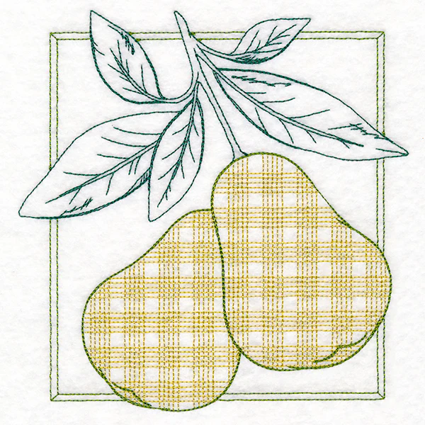 Retro Gingham Fruit - Pears - Image 3