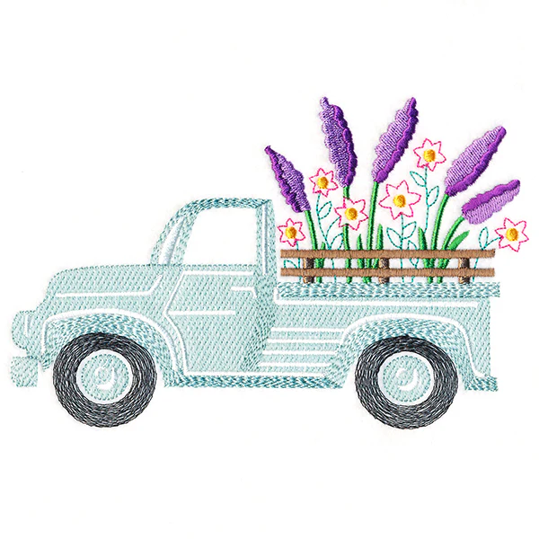 Retro Lilac Flower Truck - Image 3
