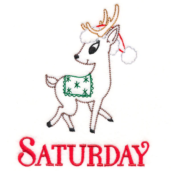 Retro Reindeer with Santa Hat on Sunday (Vintage) - Image 3
