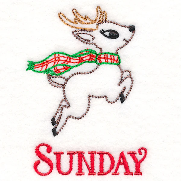 Retro Reindeer with Scarf on Sunday (Vintage) - Image 2