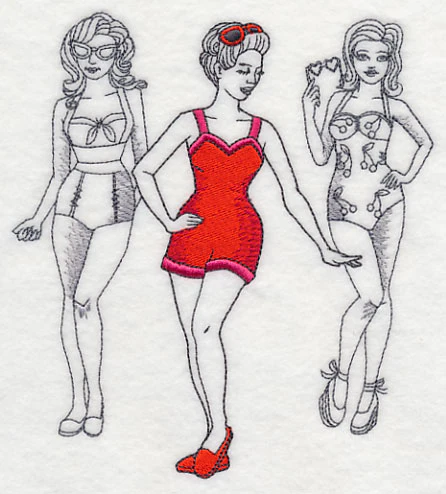 Retro Swimwear Fashion Plate - One-Piece Shorts - Image 2
