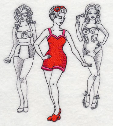 Retro Swimwear Fashion Plate - One-Piece Shorts - Image 3