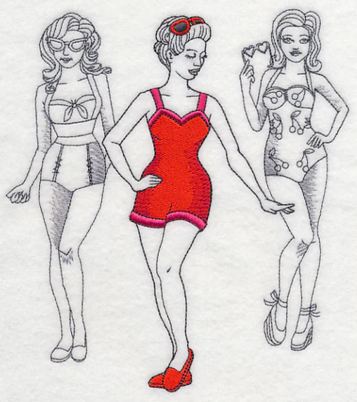 Retro Swimwear Fashion Plate - One-Piece Shorts - Image 4