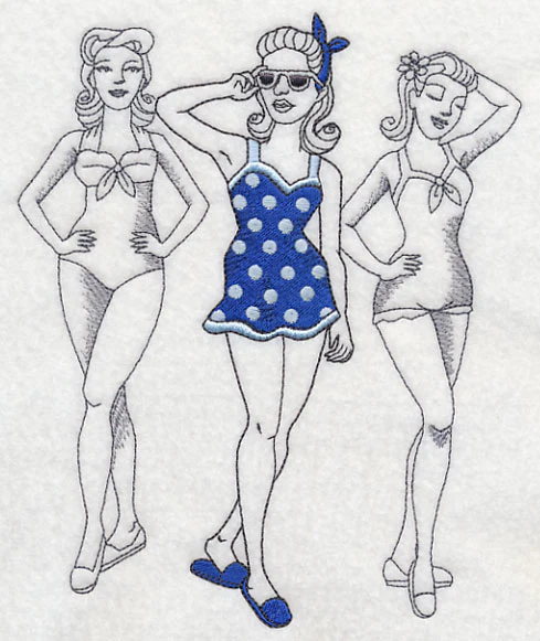 Retro Swimwear Fashion Plate - One-Piece Skirt - Image 2