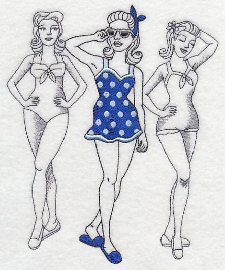 Retro Swimwear Fashion Plate - One-Piece Skirt - Image 3