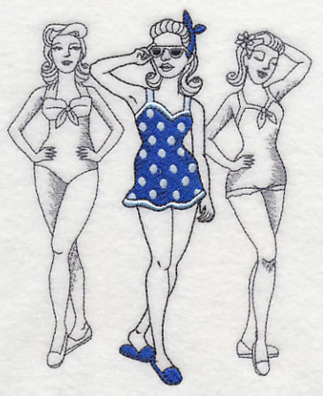 Retro Swimwear Fashion Plate - One-Piece Skirt - Image 4
