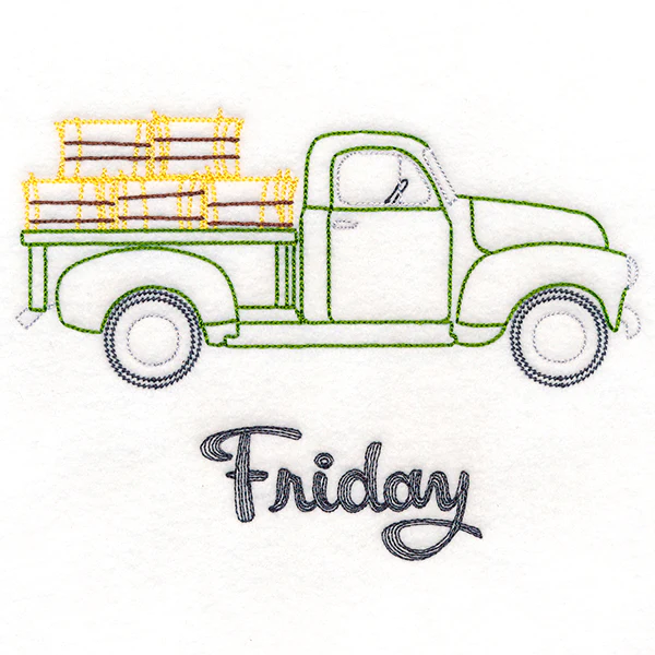 Retro Truck With Hay Bales on Friday (Vintage) - Image 3