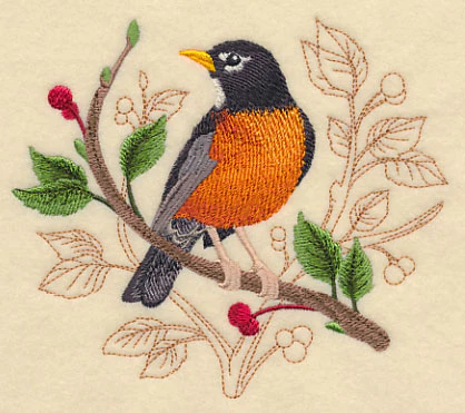 Robin with Delicate Branches - Image 3