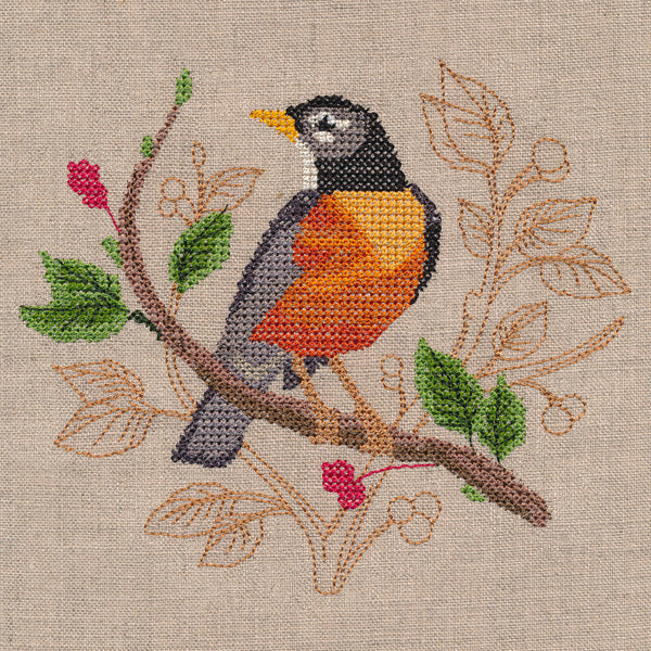 Robin with Delicate Branches (Cross Stitch) - Image 3