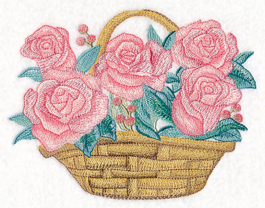 Romantic Roses Basket in Watercolor - Image 3