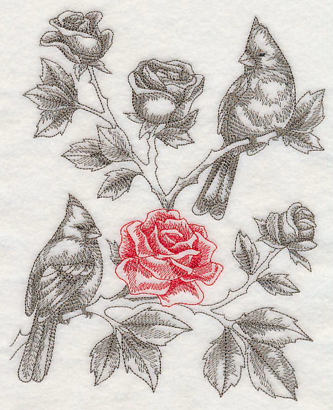 Rose and Cardinals (Toile) - Image 2