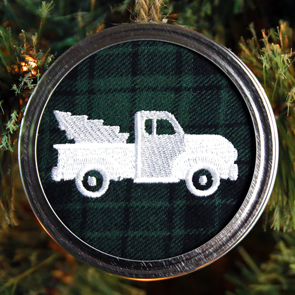 Rustic Christmas Jar Cover - Retro Truck - Image 5