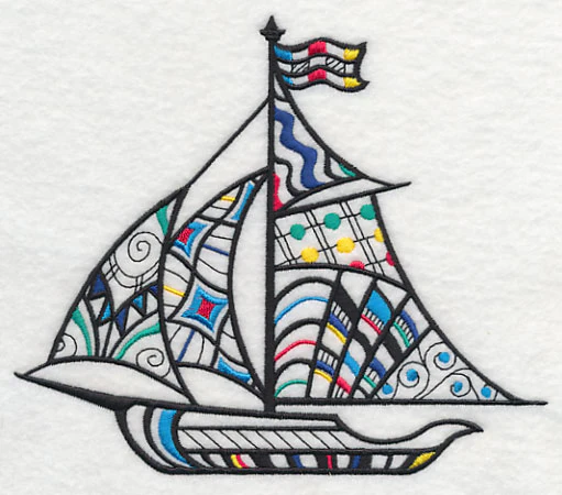 Sailboat at Sea (Blackwork) - Image 2