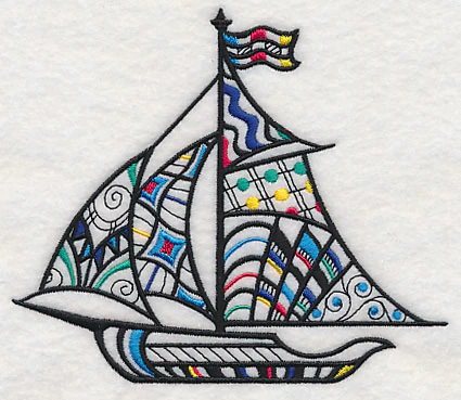 Sailboat at Sea (Blackwork) - Image 3