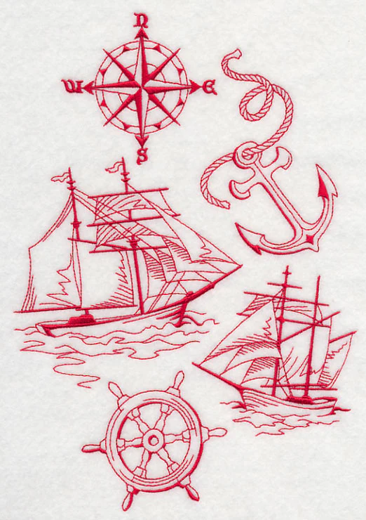 Sailing the Ocean Blue (Redwork) - Image 5