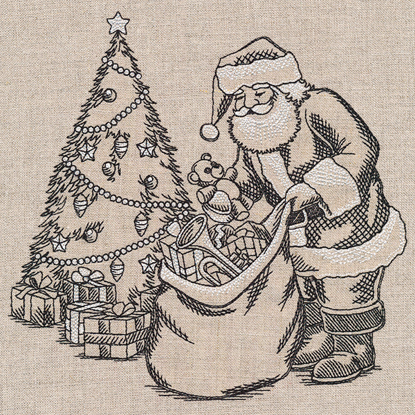 Santa Bringing Gifts Etching - Image 3