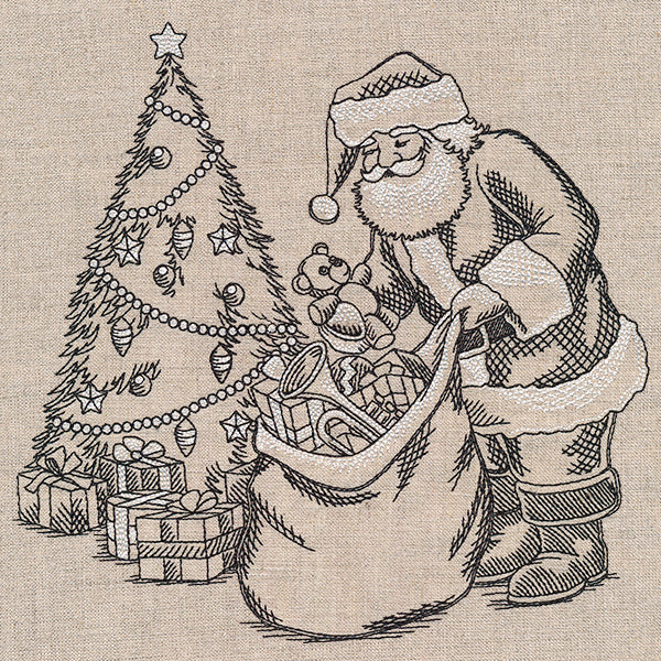 Santa Bringing Gifts Etching - Image 9