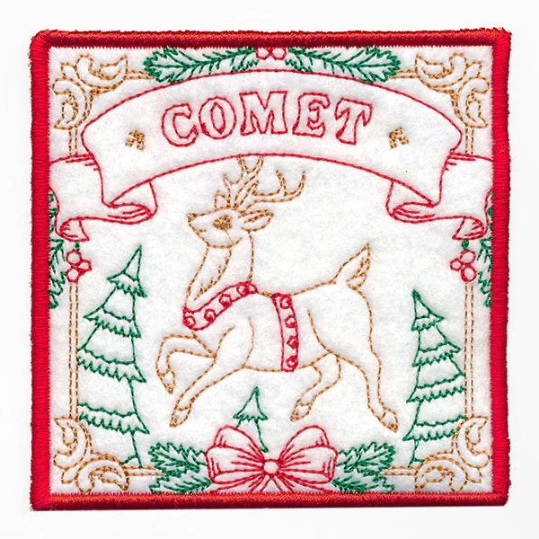 Santa's Reindeer Team Coaster - Comet (In-the-Hoop) - Image 3