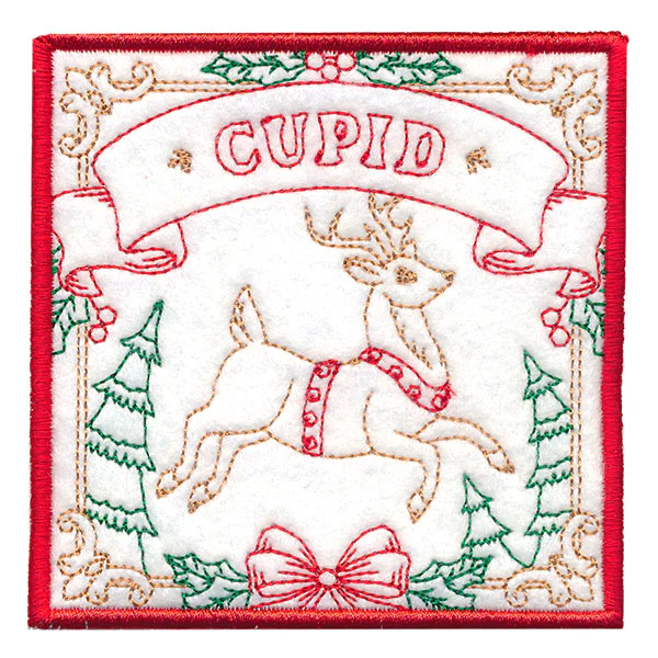 Santa's Reindeer Team Coaster - Cupid (In-the-Hoop) - Image 3