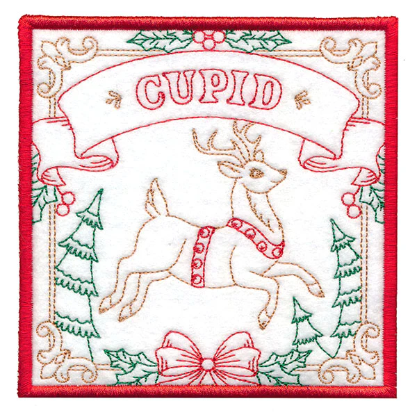 Santa's Reindeer Team Coaster - Cupid (In-the-Hoop) - Image 5