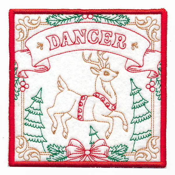 Santa's Reindeer Team Coaster - Dancer (In-the-Hoop) - Image 5