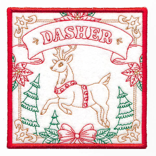 Santa's Reindeer Team Coaster - Dasher (In-the-Hoop) - Image 5