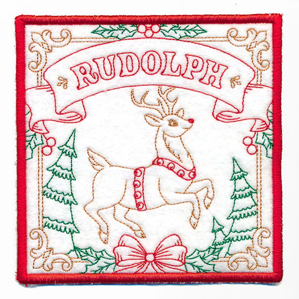Santa's Reindeer Team Coaster - Rudolph (In-the-Hoop) - Image 5