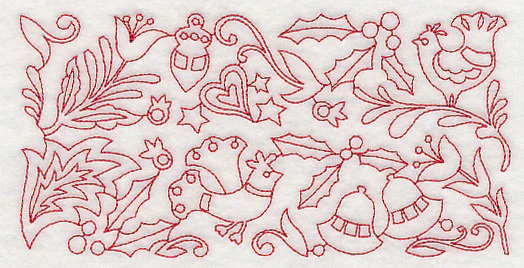 Scandinavian Christmas Border (Redwork) - Image 2
