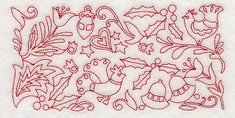 Scandinavian Christmas Border (Redwork) - Image 3