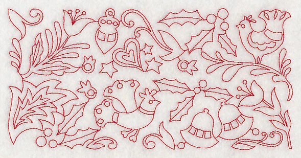 Scandinavian Christmas Border (Redwork) - Image 6
