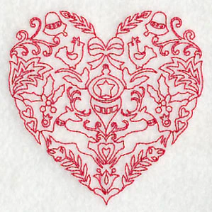 Scandinavian Christmas Heart (Redwork) - Image 5